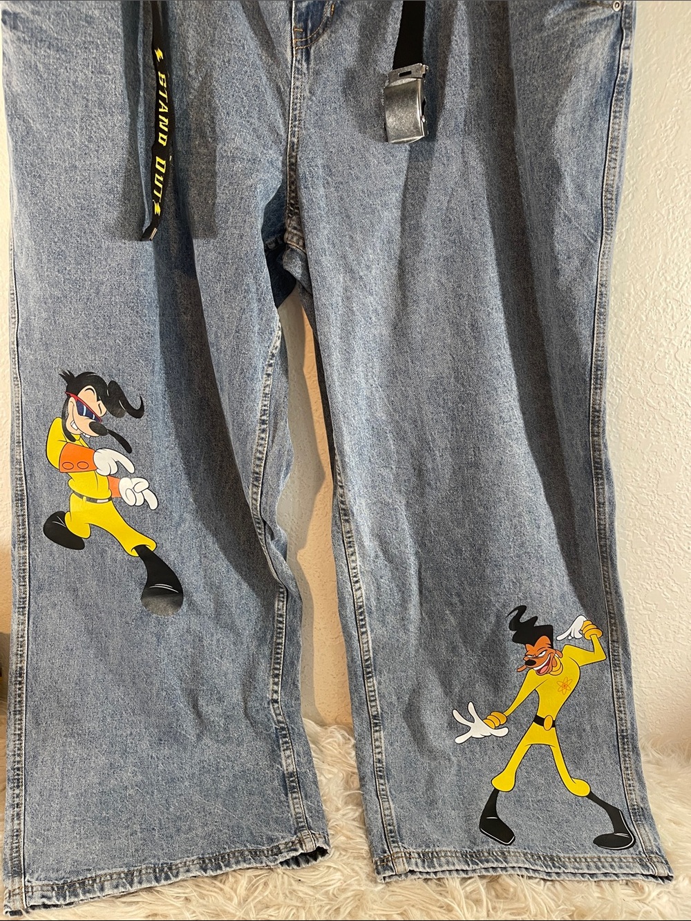 Her Universe Disney A Goofy Movie Max & Powerline Belted Straight Leg Denim Jean - Picture 5 of 13